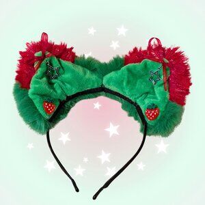{Handmade} Strawberry Stars Furry Ears Headband